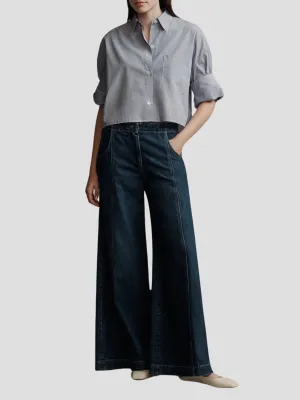 Next Ex Striped Cotton Cropped Shirt