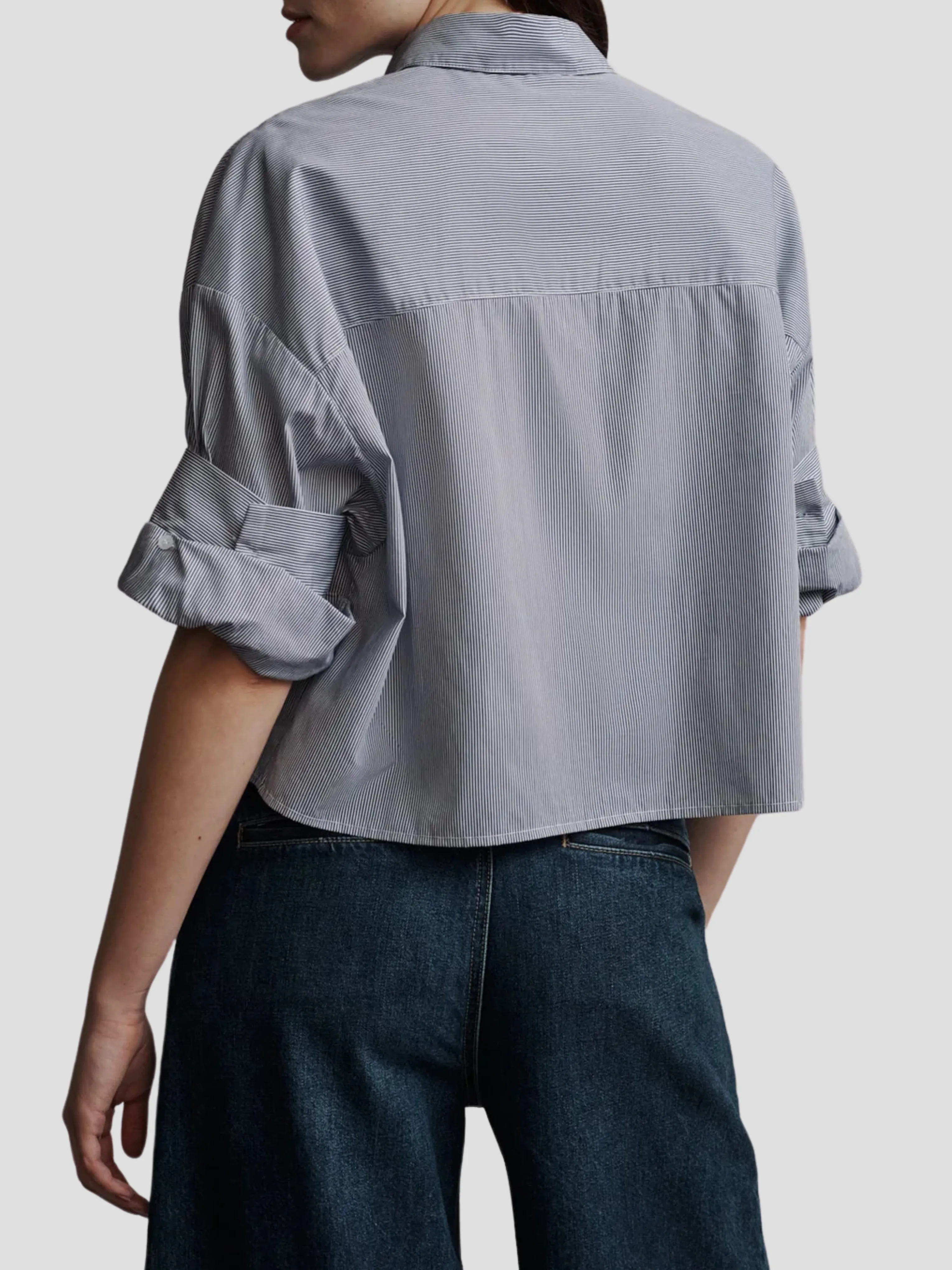 Next Ex Striped Cotton Cropped Shirt