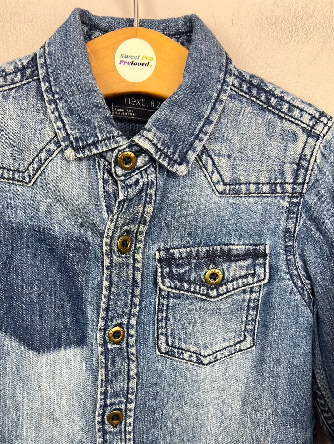 Next ghost pocket denim shirt 12-18m