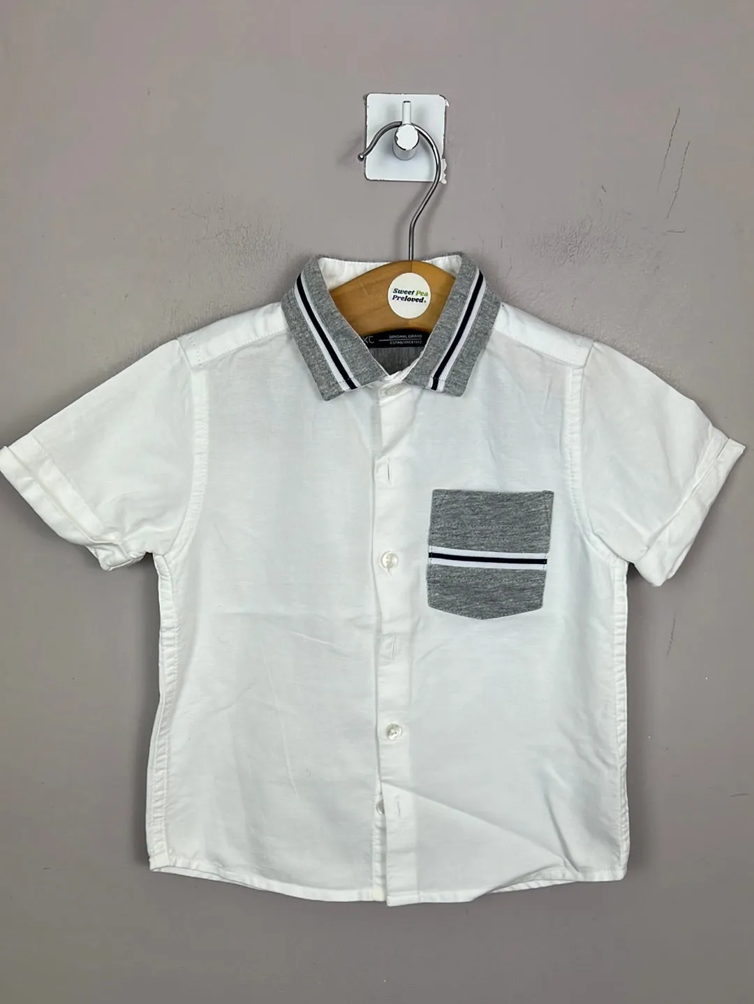 Next white shirt with contrast collar 18-24m