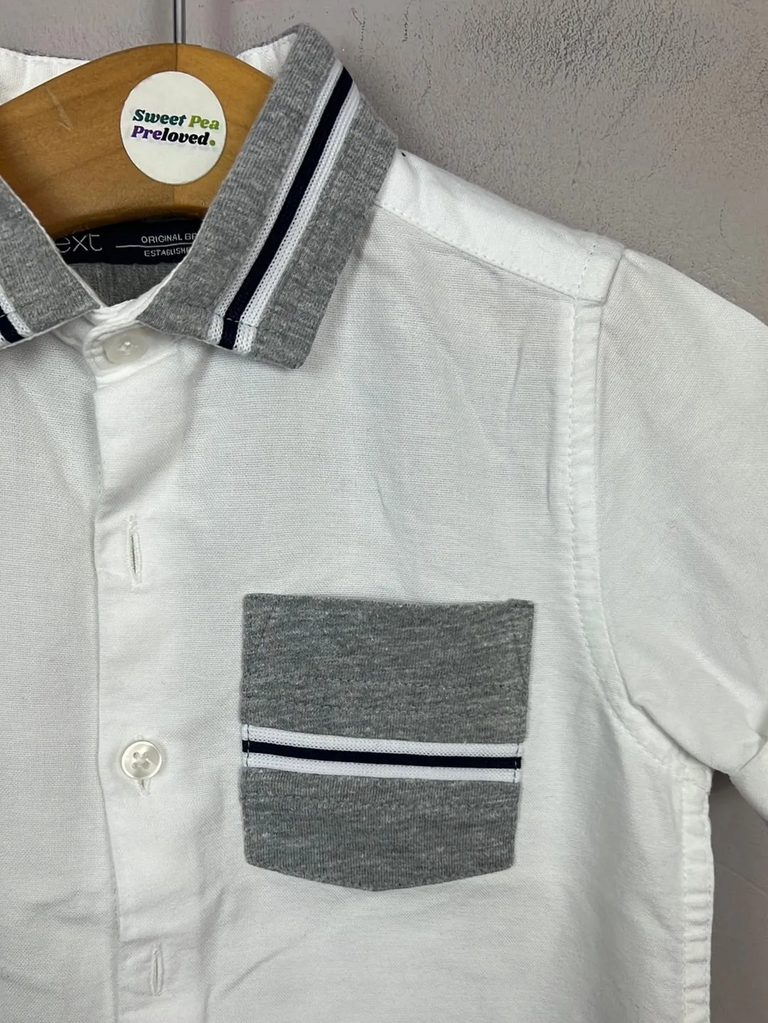 Next white shirt with contrast collar 18-24m