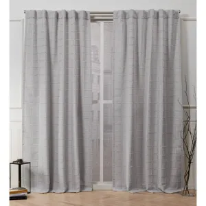 Nicole Miller New York Helix Embellished Square Hidden Tab Top Curtain Panel Pair, Gray, 54x84