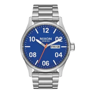 Nixon Sentry SS Unisex Metal Bands Watches - Silver Cobalt