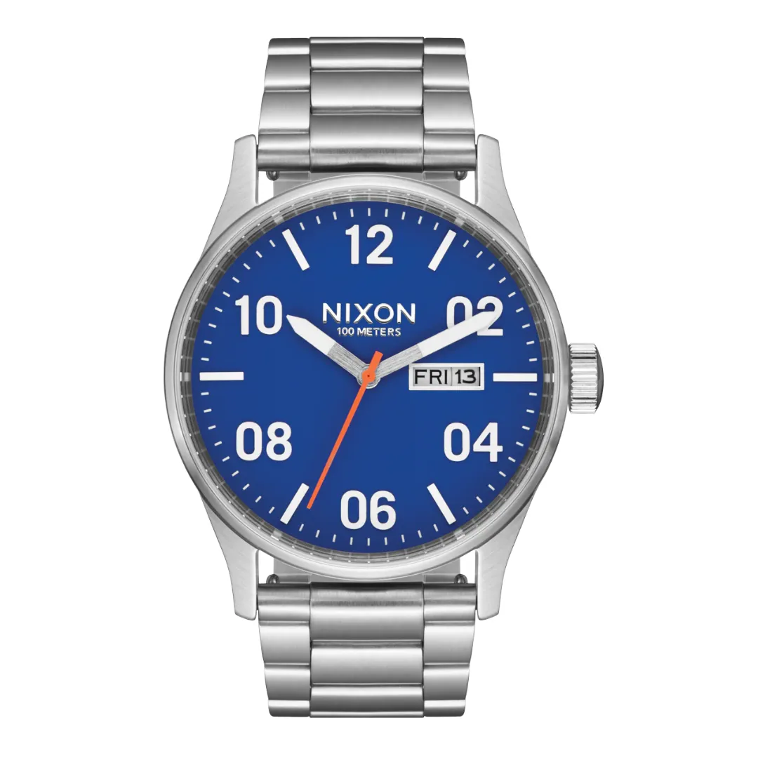 Nixon Sentry SS Unisex Metal Bands Watches - Silver Cobalt
