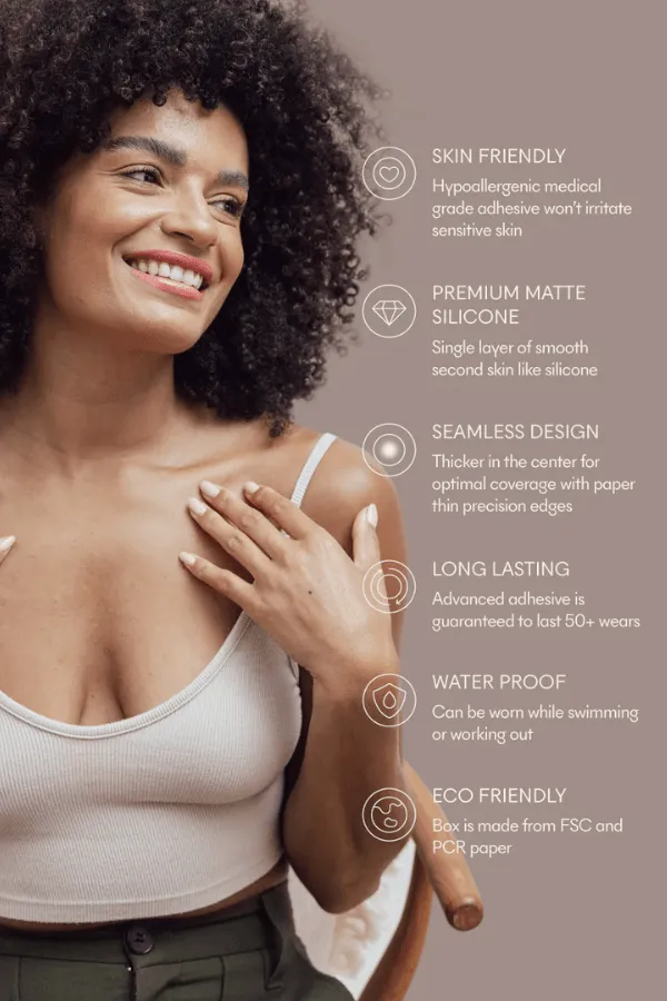 No Show Reusable Nipple Covers - Coffee