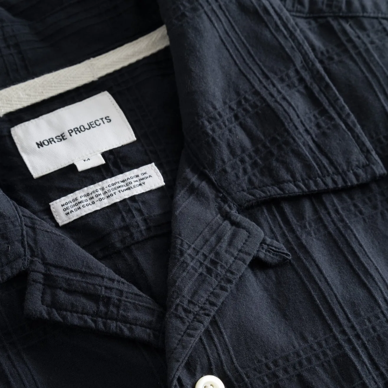 Norse Projects Carsten Relaxed Dobby Check Shirt Dark Navy
