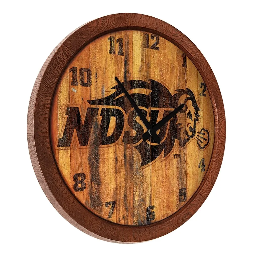 North Dakota State Bisons: Branded "Faux" Barrel Top Wall Clock