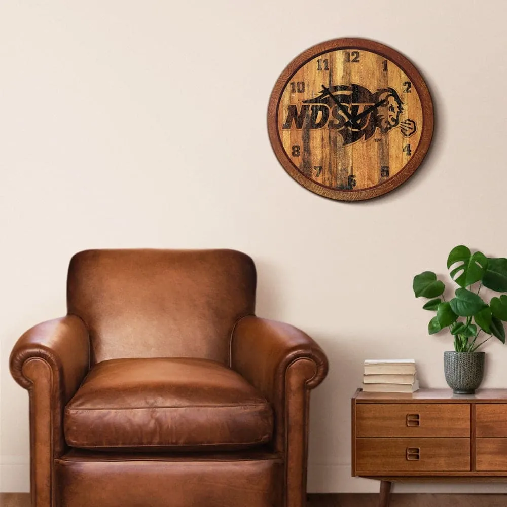 North Dakota State Bisons: Branded "Faux" Barrel Top Wall Clock