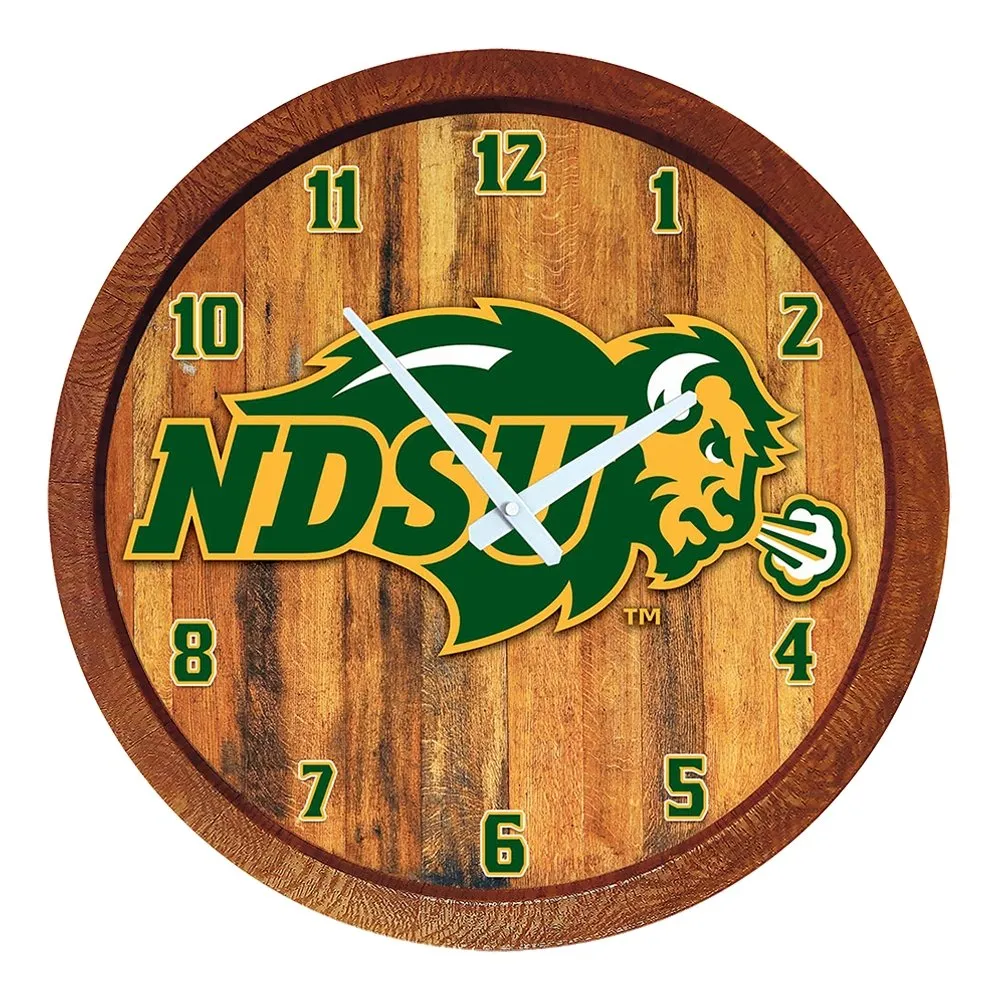 North Dakota State Bisons: Faux Barrel Top Wall Clock