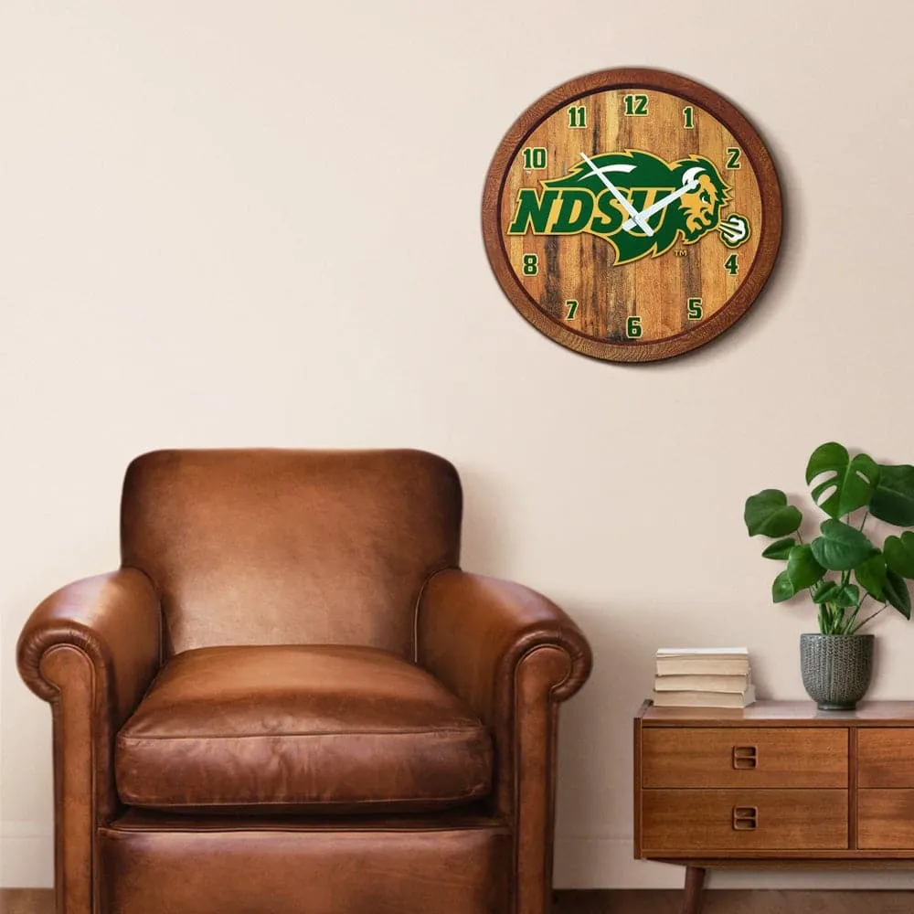 North Dakota State Bisons: Faux Barrel Top Wall Clock