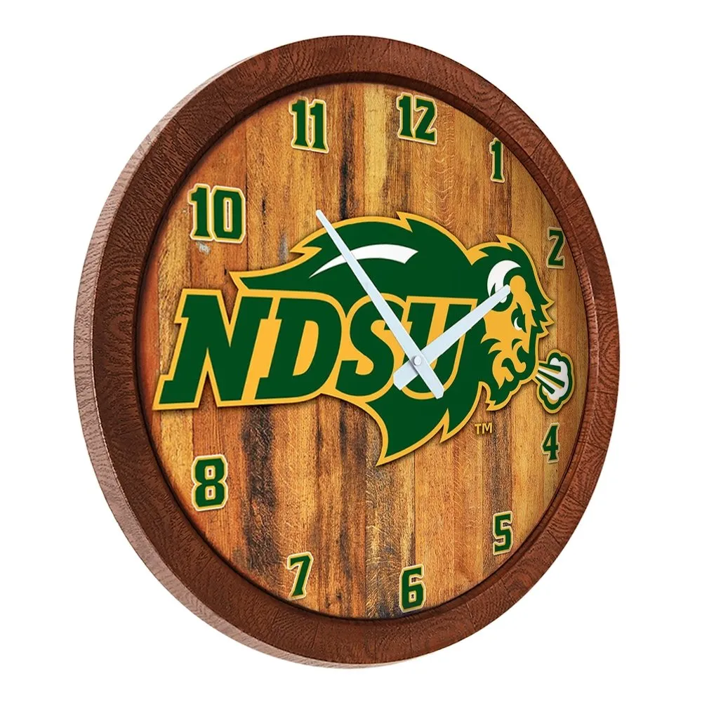 North Dakota State Bisons: Faux Barrel Top Wall Clock