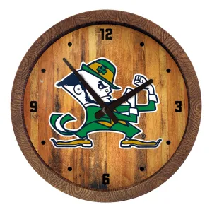 Notre Dame Fighting Irish: Leprechaun - "Faux" Barrel Top Clock