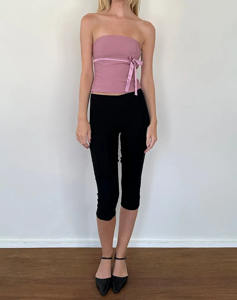 Novita Bow Detail Bandeau Top in Tailoring Dusky Pink