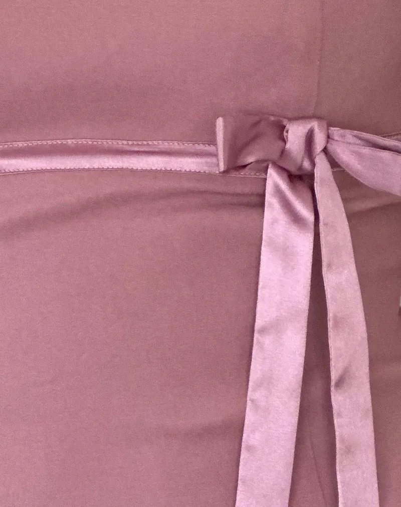 Novita Bow Detail Bandeau Top in Tailoring Dusky Pink