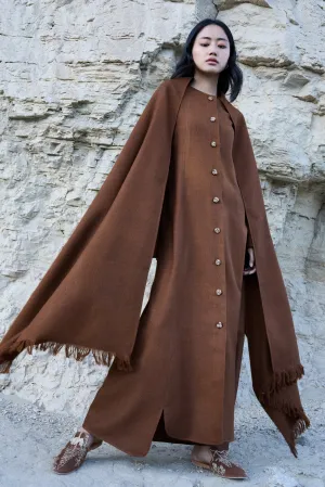 Nubra Woollen Dress (Maple) & Sand Woollen Shawl (Maple)
