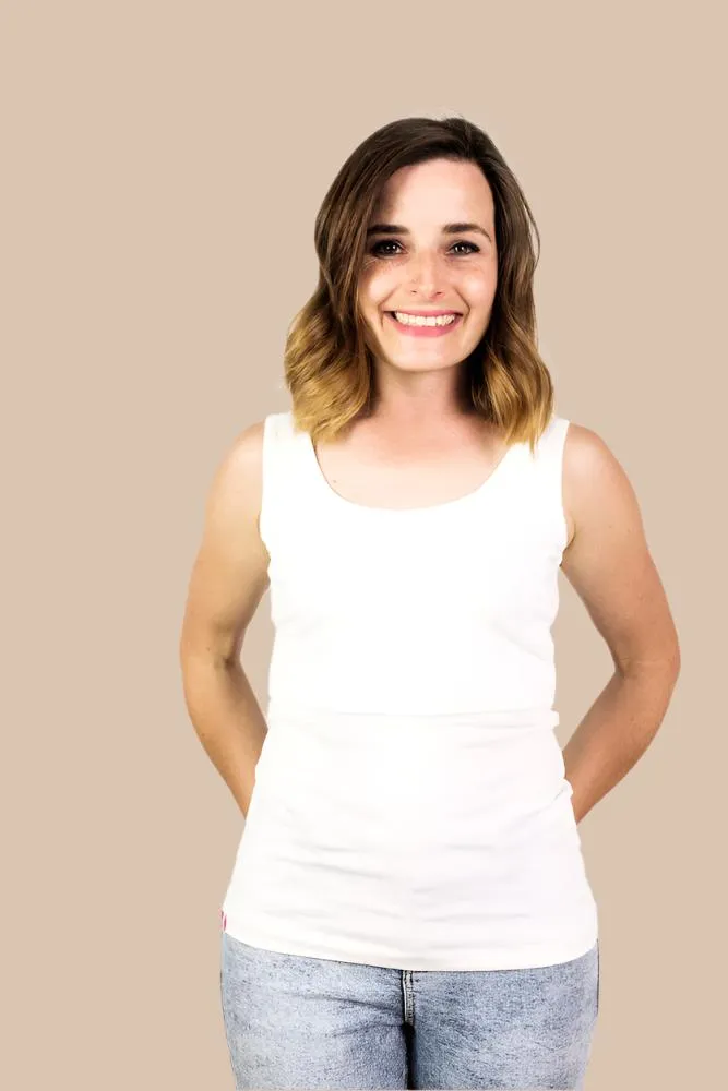 Nursing Laced Cotton Vest |  White