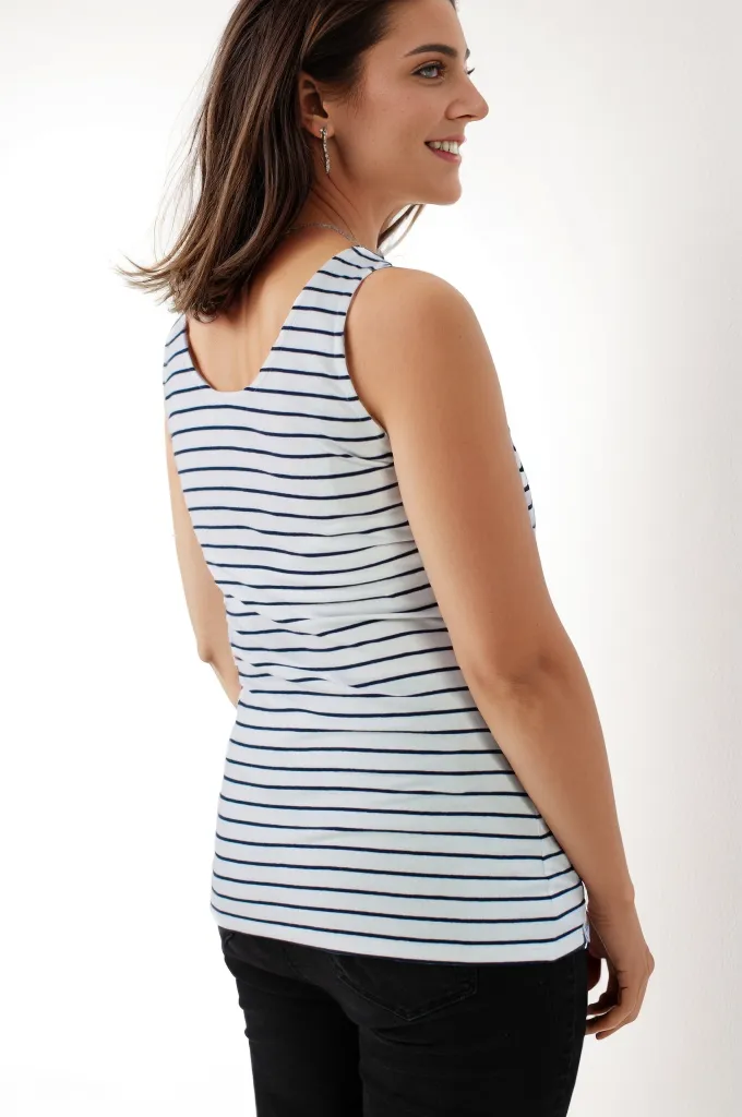 Nursing vest in White/Navy Stripe