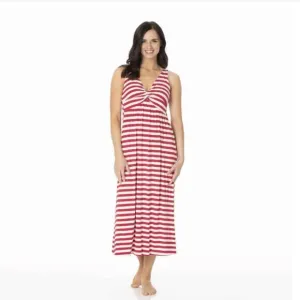 NWT Kikee Pants Candy Cane Stripe Print Simple Twist Nightgown Women's Size M