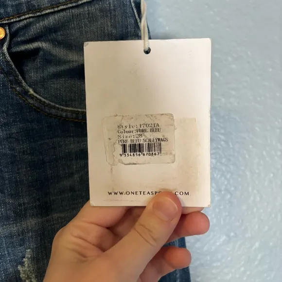 NWT One Teaspoon Scallywags Pure Bleu Distressed Skinny Jeans