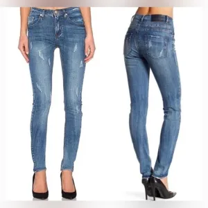 NWT One Teaspoon Scallywags Pure Bleu Distressed Skinny Jeans
