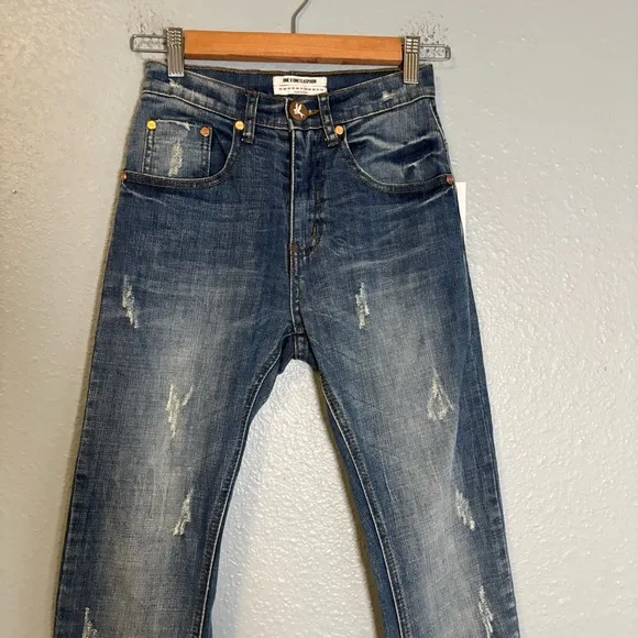 NWT One Teaspoon Scallywags Pure Bleu Distressed Skinny Jeans