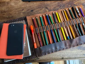 NY sketchbook, Refillable sketchpad cover, Hand-stitched leather sketch book, Custom made in NYC