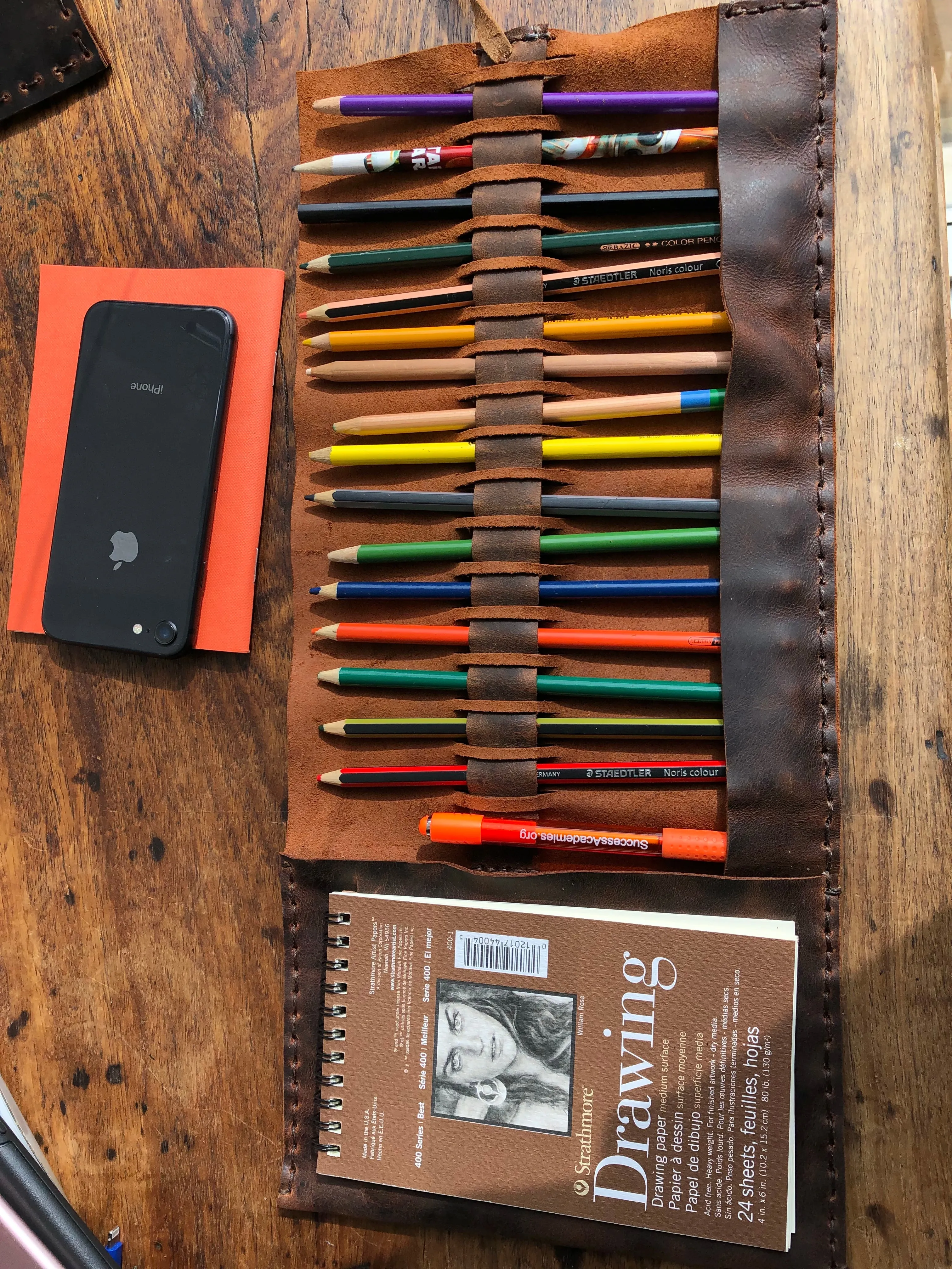 NY sketchbook, Refillable sketchpad cover, Hand-stitched leather sketch book, Custom made in NYC
