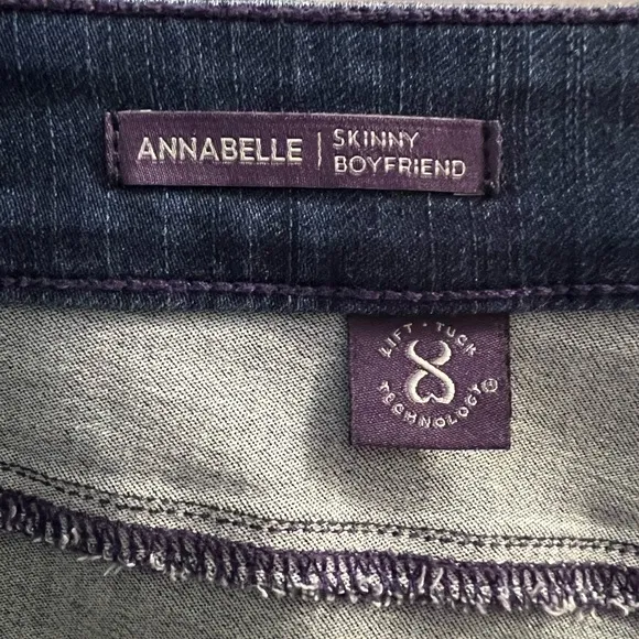 NYDJ JEANS, Size 22W, Blue Annabelle Skinny Cuffed Boyfriend Jeans w/ Lift Tuck.