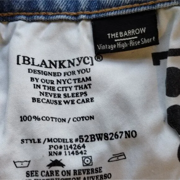 O BlankNYC The Barrow Cut Off Vintage High Rise Denim Shorts Fare Warning NWT 29