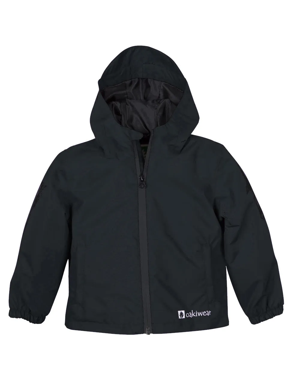 Oakiwear Kids Rain Jacket Coat Waterproof Shell Boys Girls, Black