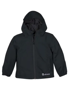 Oakiwear Kids Rain Jacket Coat Waterproof Shell Boys Girls, Black