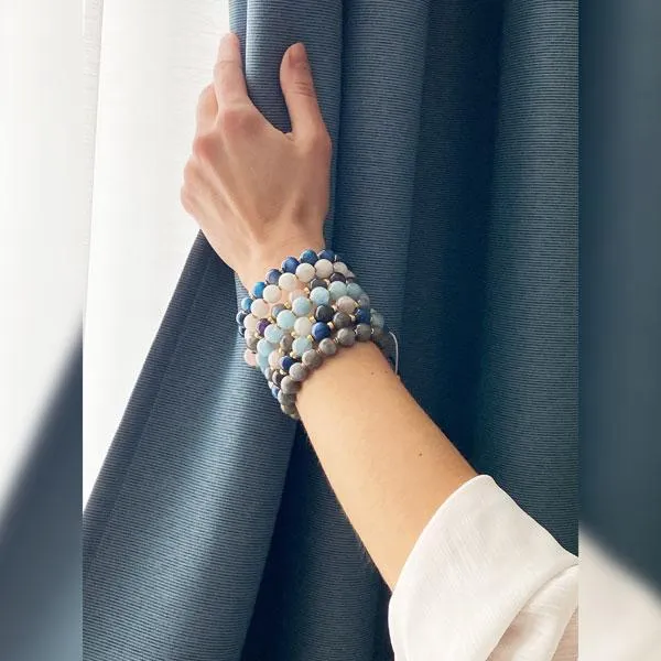 Ocean Wave | Stunning Aquamarine Stone Bracelet in Gold/Silver | 10MM