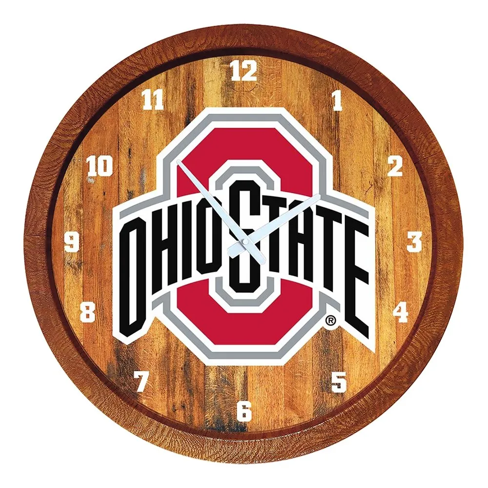 Ohio State Buckeyes: "Faux" Barrel Top Wall Clock