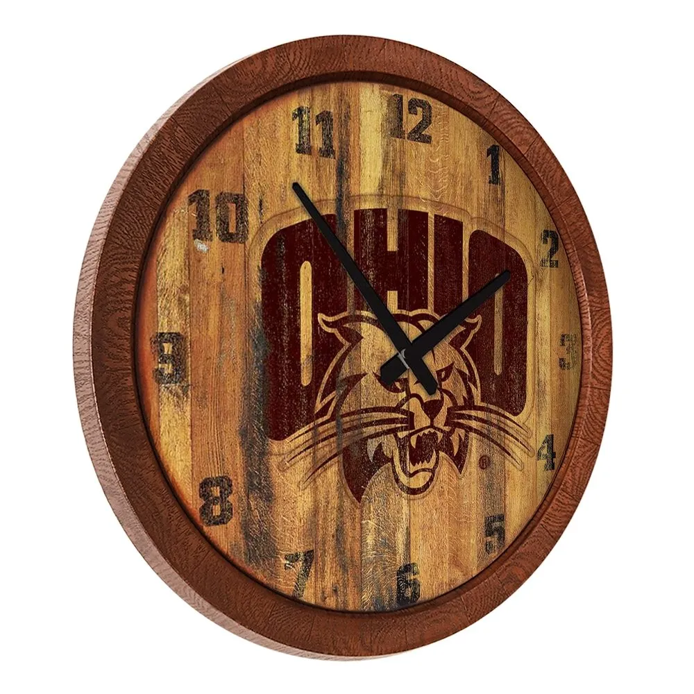 Ohio University Bobcats: Branded "Faux" Barrel Top Wall Clock