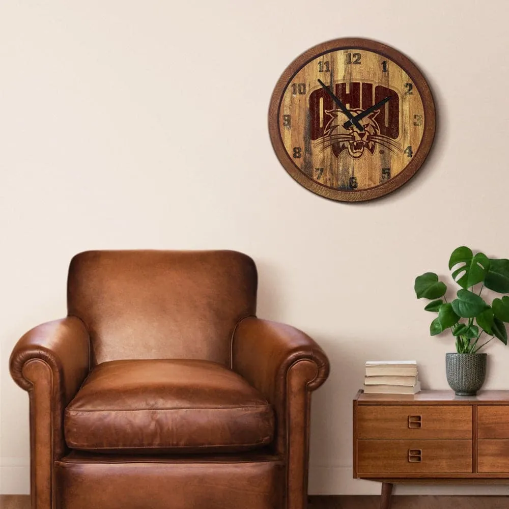 Ohio University Bobcats: Branded "Faux" Barrel Top Wall Clock