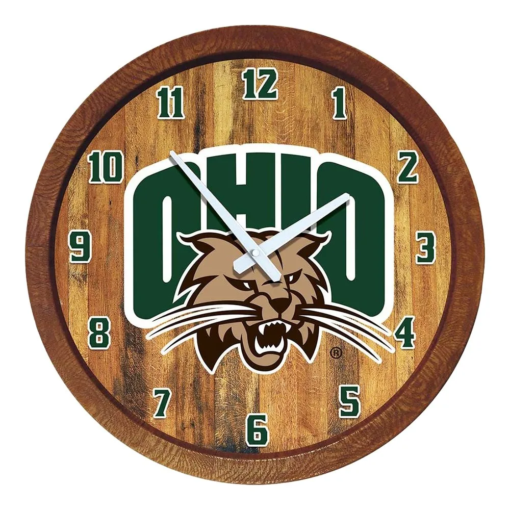 Ohio University Bobcats: "Faux" Barrel Top Wall Clock
