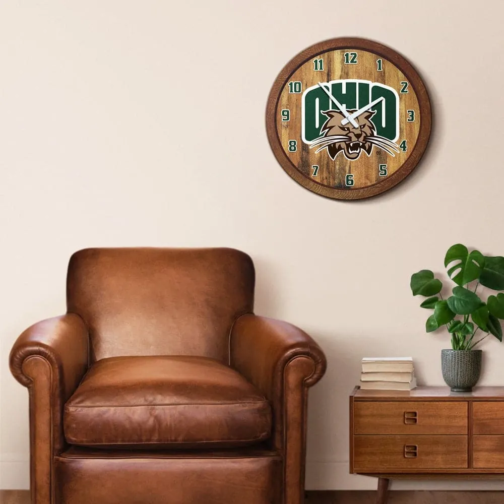 Ohio University Bobcats: "Faux" Barrel Top Wall Clock