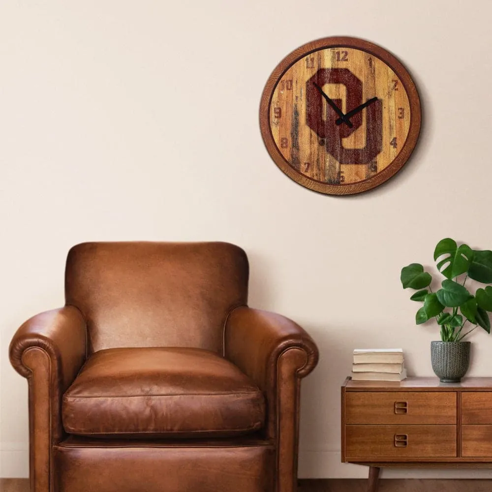 Oklahoma Sooners: Branded "Faux" Barrel Top Wall Clock