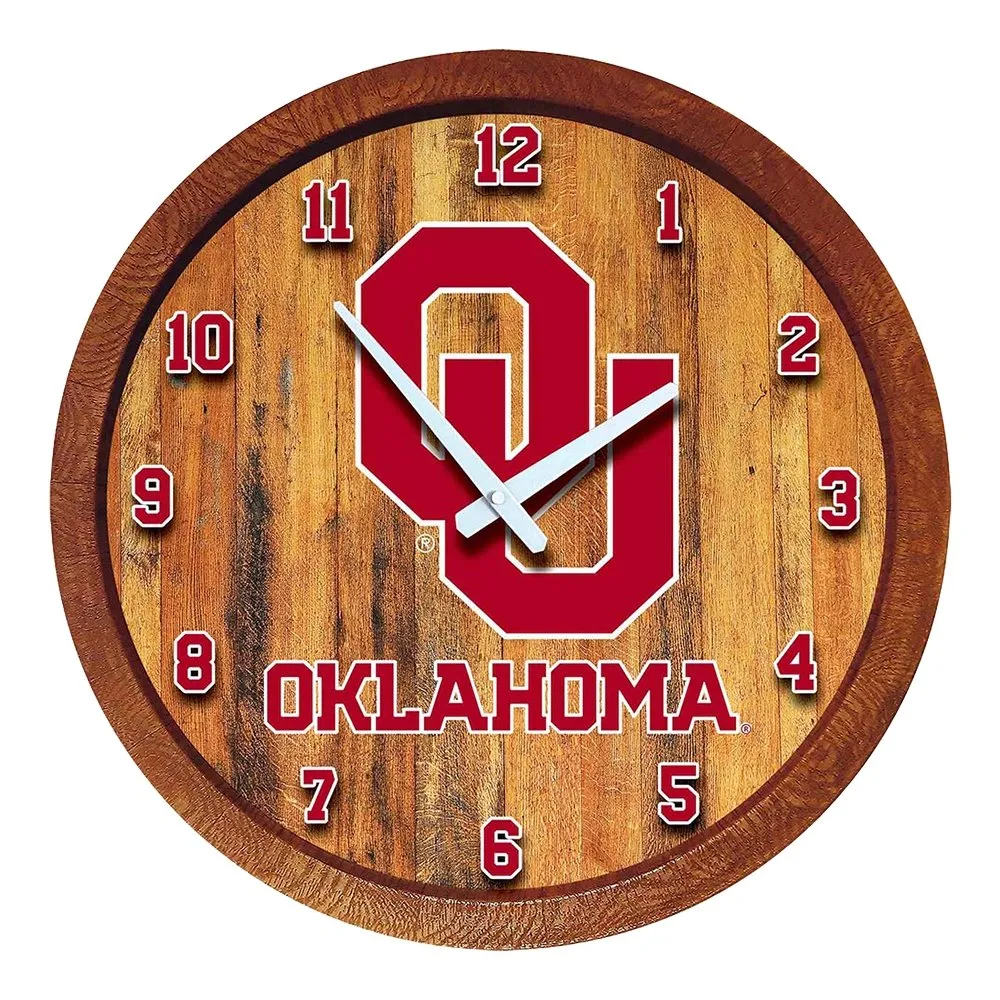 Oklahoma Sooners: "Faux" Barrel Top Wall Clock