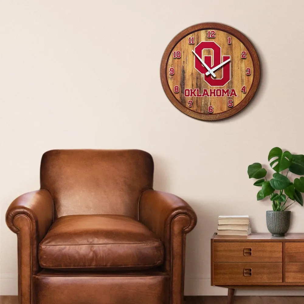 Oklahoma Sooners: "Faux" Barrel Top Wall Clock