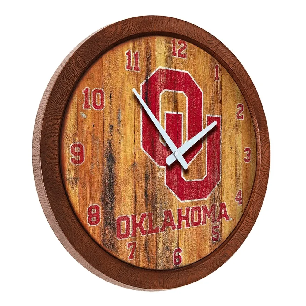 Oklahoma Sooners: Weathered "Faux" Barrel Top Wall Clock