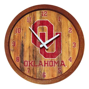 Oklahoma Sooners: Weathered "Faux" Barrel Top Wall Clock