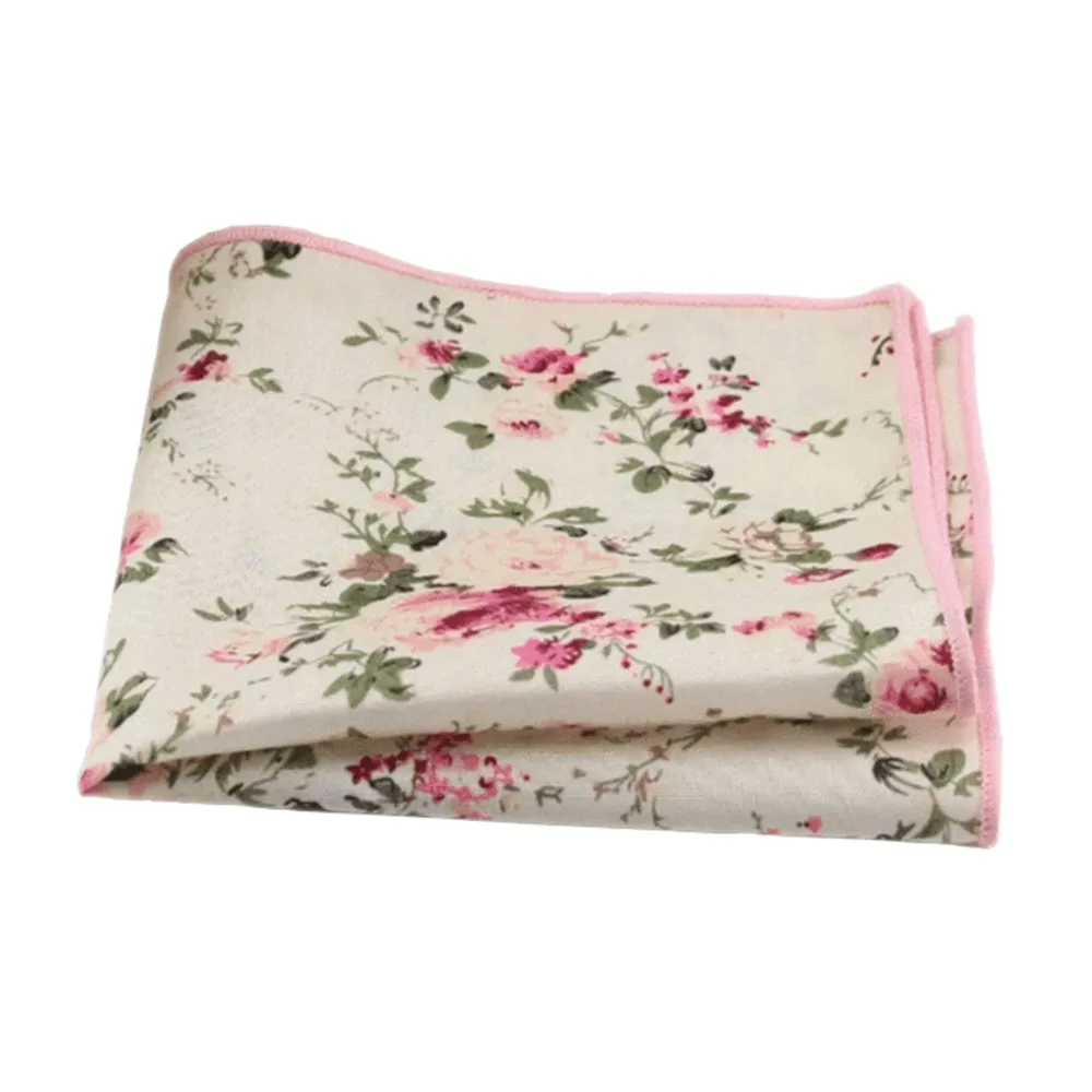 Olivia Cream Floral Bow Tie, Skinny Tie and Pocket Square Set