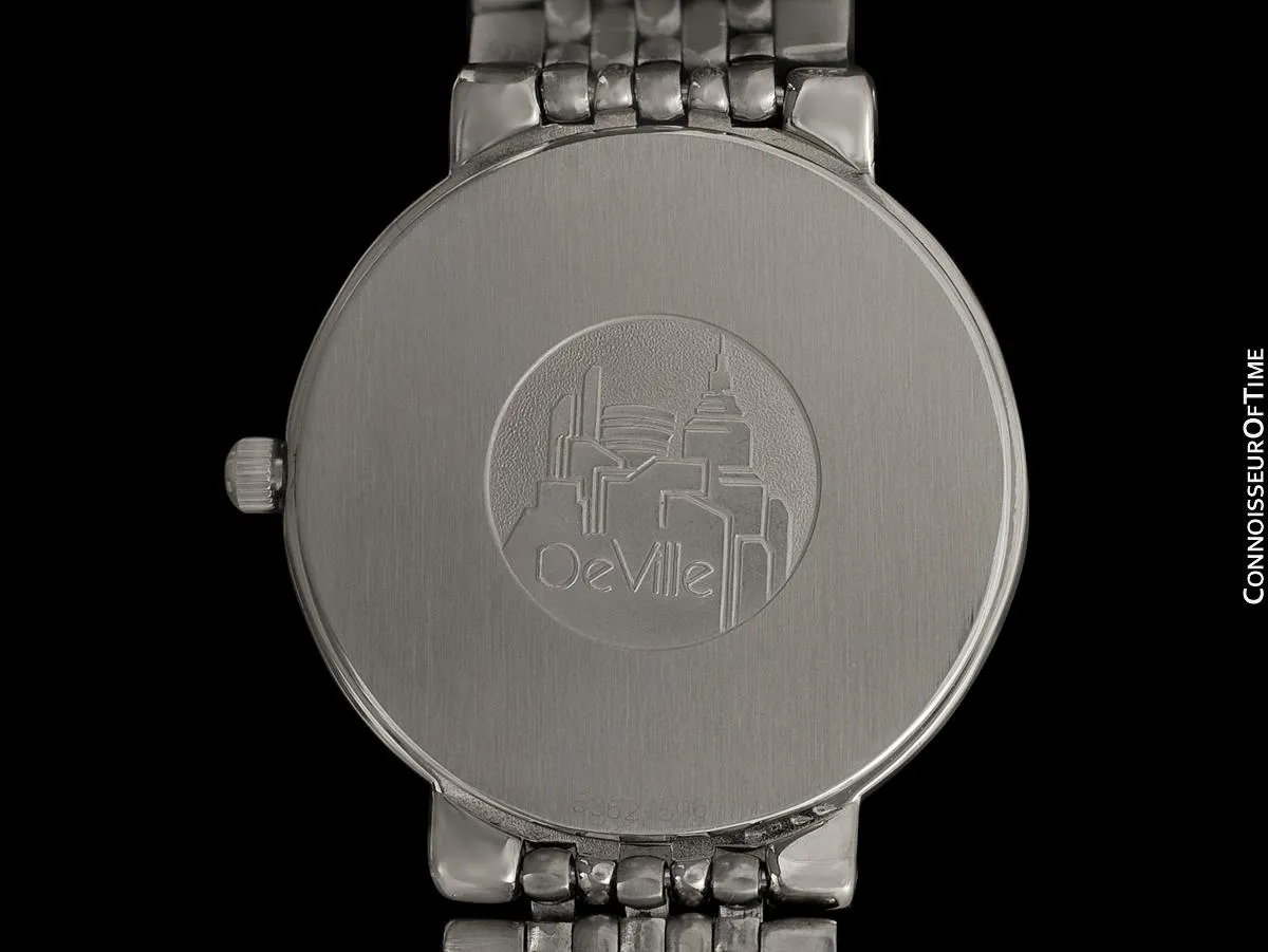 Omega De Ville Mens Thin Quartz Dress Watch with Green Vignette Dial - Stainless Steel