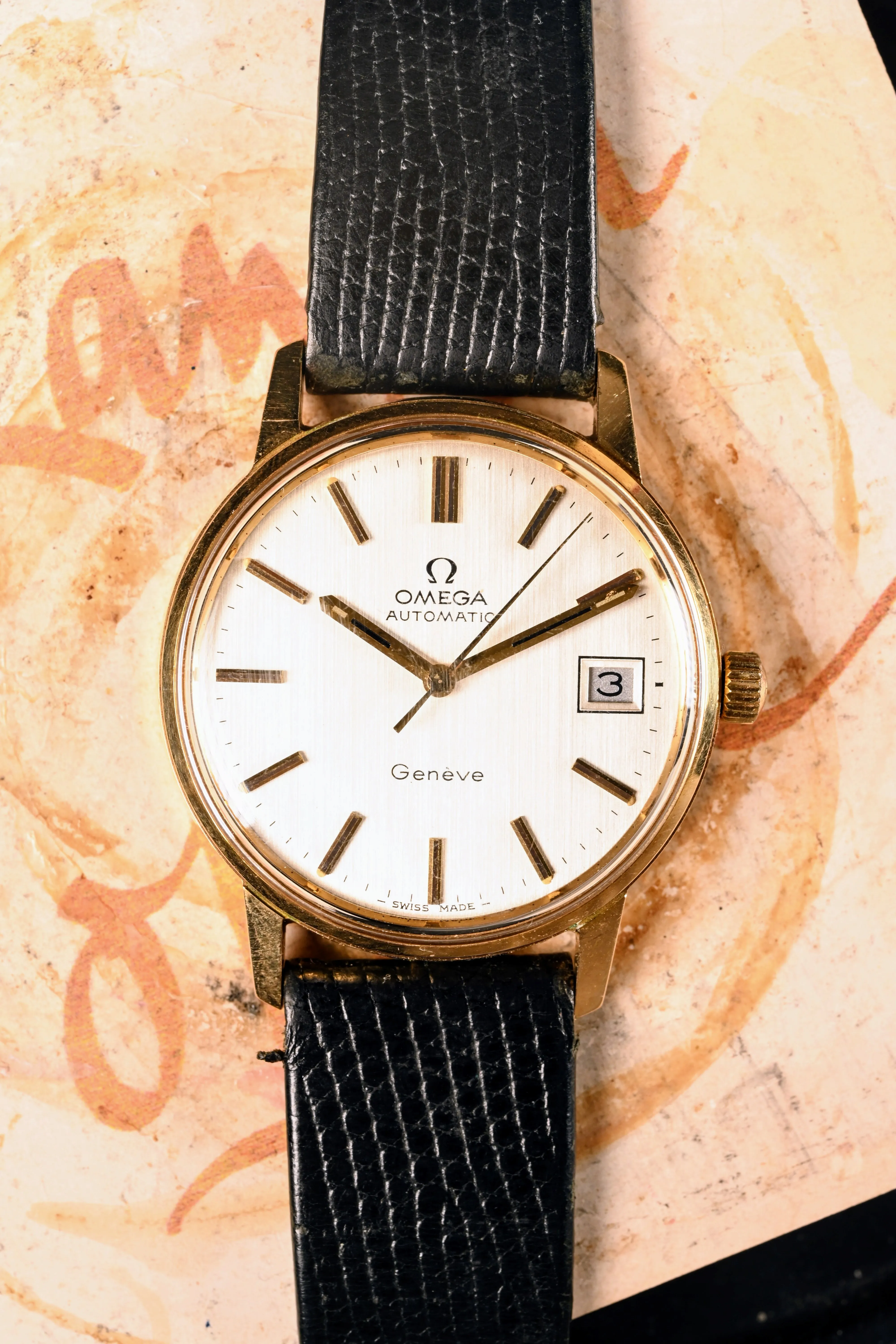 Omega Geneve 9kt Linen Dial