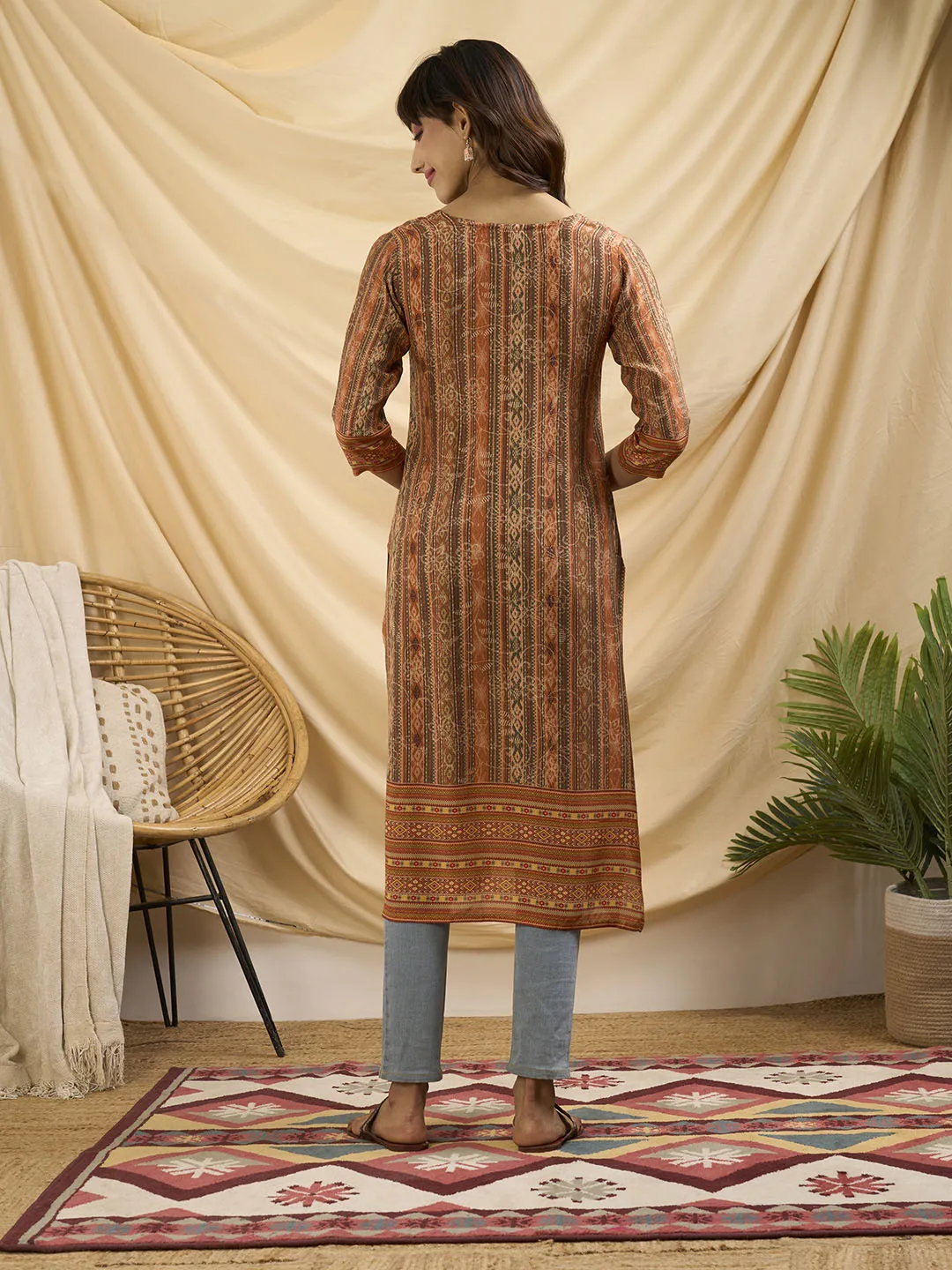 Orange Kurta For Women - Women Muslin Comfort Fit Kurta - Zola