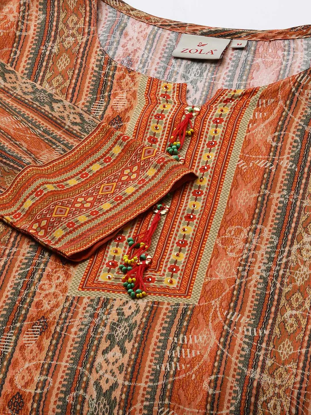 Orange Kurta For Women - Women Muslin Comfort Fit Kurta - Zola