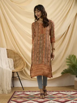 Orange Kurta For Women - Women Muslin Comfort Fit Kurta - Zola