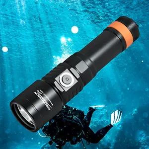 ORCATORCH D710 Scuba Diving Light, 3000 Lumens Super Bright Underwater Flashlight with 6 Degrees Narrow Beam, IP68 Waterproof Night Dive Torch 150 Meters Submersible Light (Black)