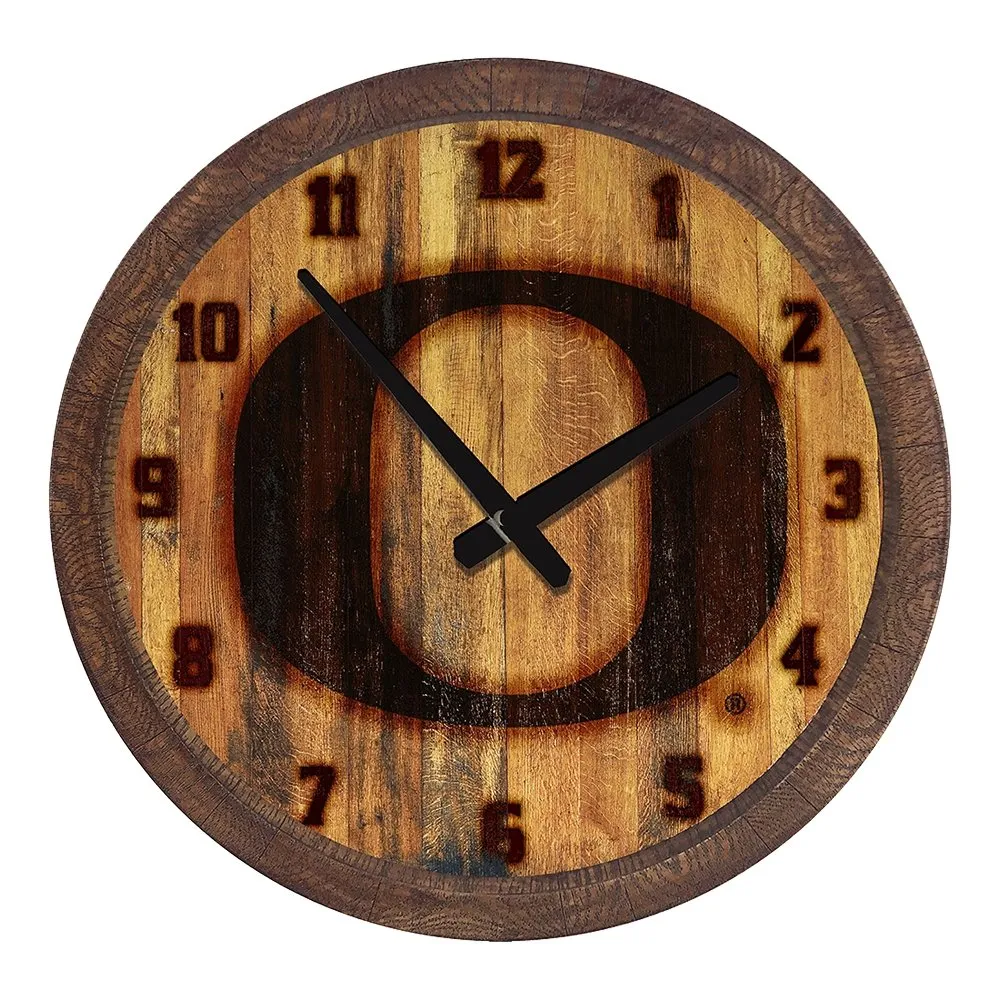 Oregon Ducks: Branded "Faux" Barrel Top Wall Clock